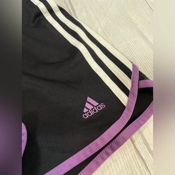 Y2K adidas track pull on elastic waistband shorts woman’s size L black purple - Picture 12 of 13